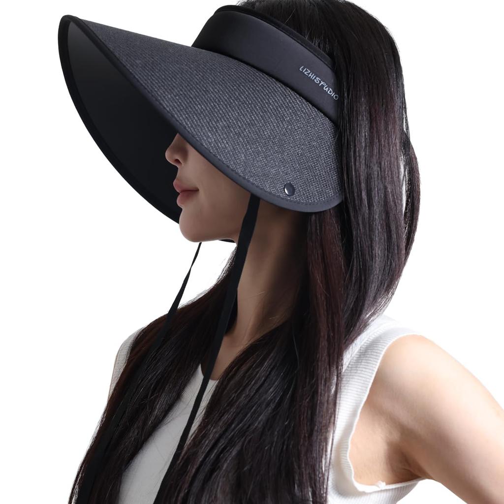 Wide Brim Sun Straw UV Neck Chin Sweat Quick Small Face Outdoors [IFSUN] Women's Visor, Hat, UPF+50 Protection, Cover, Strap, Absorbent, Drying,