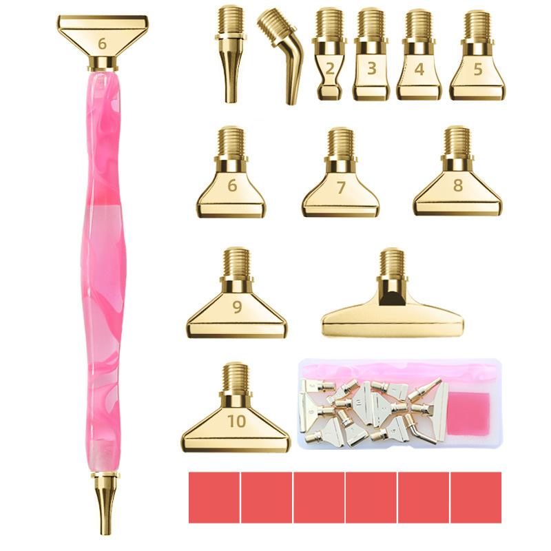 Resin Diamond Painting Pen Kit with 12 Interchangeable Metal Tips, 6 Wax Blocks, and Clear Storage Case for 5D Diamond Painting Art Crafts Supplies