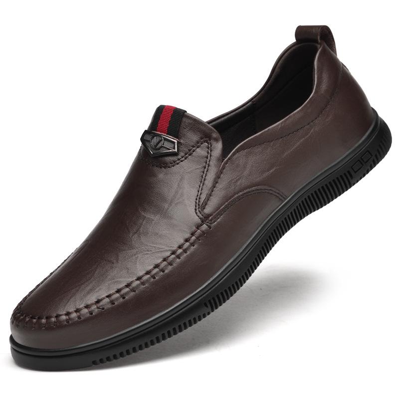 Breathable Men s Leather Casual Shoes - Soft Sole, Korean Style Versatile Summer Footwear. 41