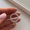 Fashionable Geometric Heart Pendant Ring Stainless Steel Elastic Rope Round Bead Jewelry for Parties and Everyday Wear