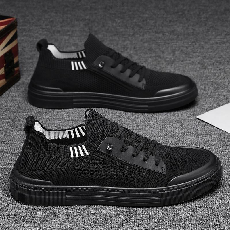 

Men S Shoes Are Popular In Summer, Versatile And Breathable, Fly-Woven Mesh, Comfortable Soft Sole, Light One-Pedal Flat Shoes 44 чорний