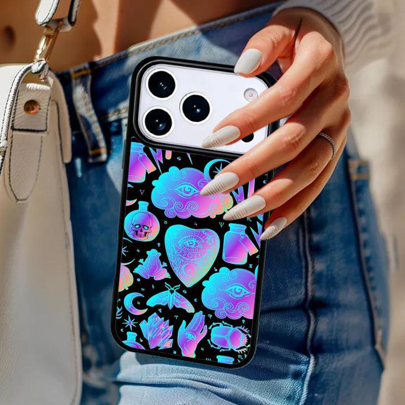 Girly Pastel Witch Goth Pattern Phone Case For iPhone 17 Air 14 15 13 12 Max Cover For Apple 14 15 16 16e 11 Pro Max Plus
