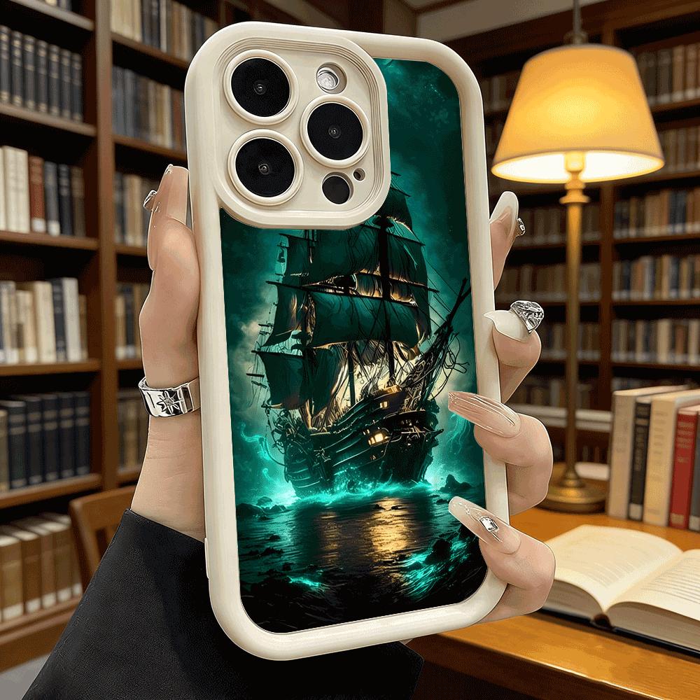 Ghost Ship in Bioluminescent Sea Anti-Slip TPU Phone Case For Xiaomi Redmi Note 15 14 13 12 11 10 9 Pro Full Protective Cover