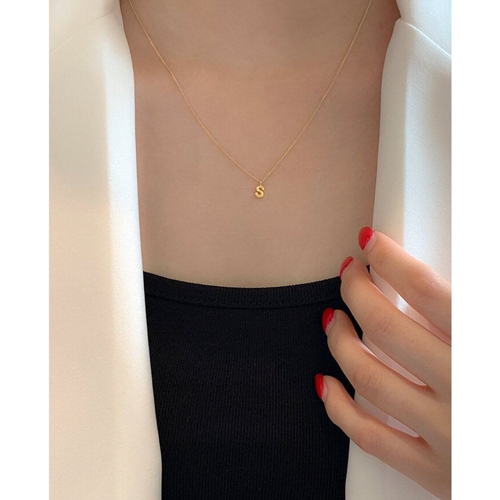 (925 Silver) Mini Initial N Necklace A 01