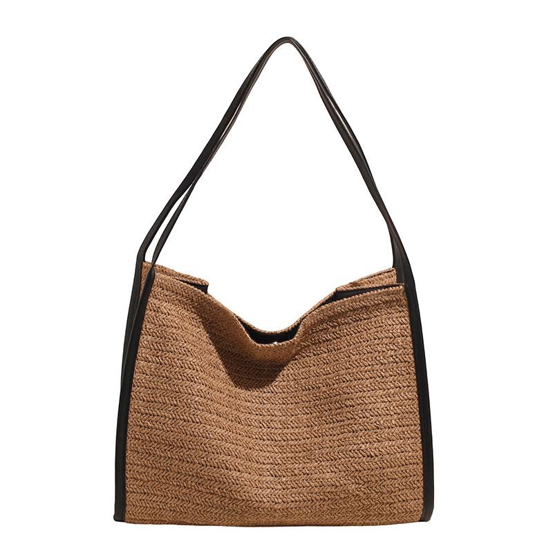 Gewebte Strohtasche Damen große Kapazität neu vielseitig Schulter Strandtasche Pendler Tragetasche