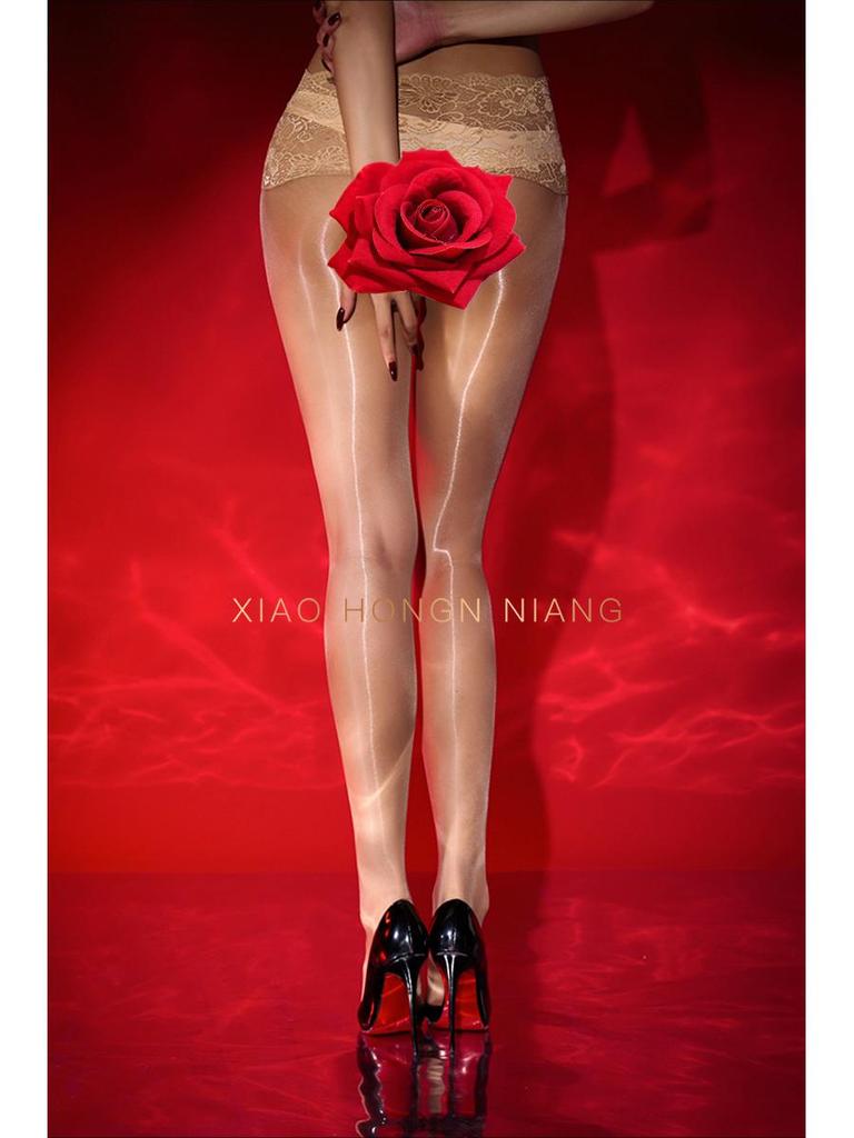 Little Matchmaker Ultra-thin Seamless Black Silk Stockings with Lace and Sweat-absorption for Summer