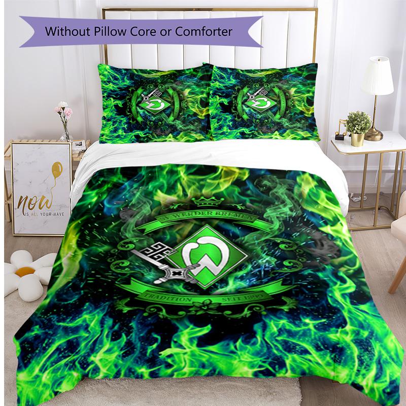 Set Lenzuola 3 Pezzi Stampato Werder Bremen, Comodo Set Copripiumino per Camera da Letto Amico della Pelle