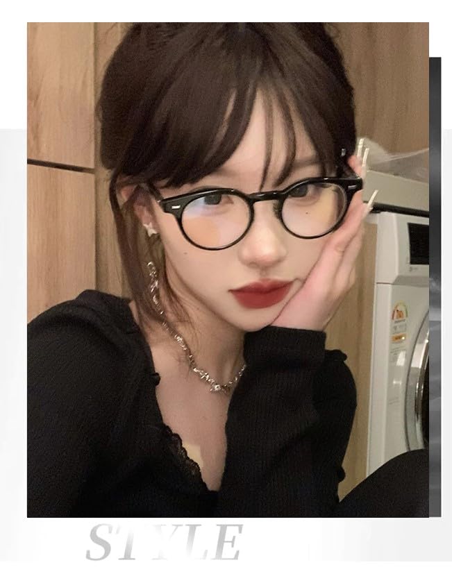 Blue Light Blocking UV Computer TR90 Round B1130 [FEISEDY] Glasses, Protection, Glasses, Non-Prescription, Ultra-Lightweight, Frame, Fashionable,