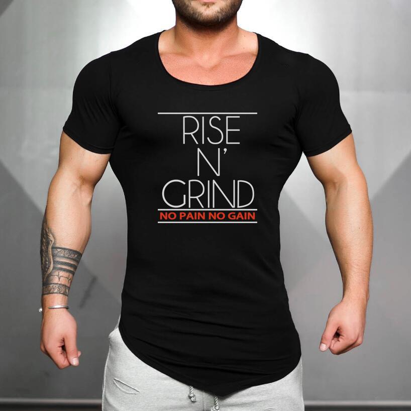 

Men Slim Fit Casual Sport O-nesk T-Shirts Summer Cotton Breathable Short Sleeves Shirts Gym Fitness Bodybuilding Muscle Clothing M чёрный