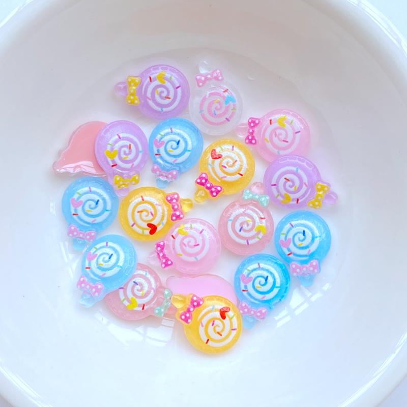 50Pcs New Cute Mini 9*12mm Lollipop Flat Back Resin Scrapbooking DIY Jewelry Craft Decoration Accessories