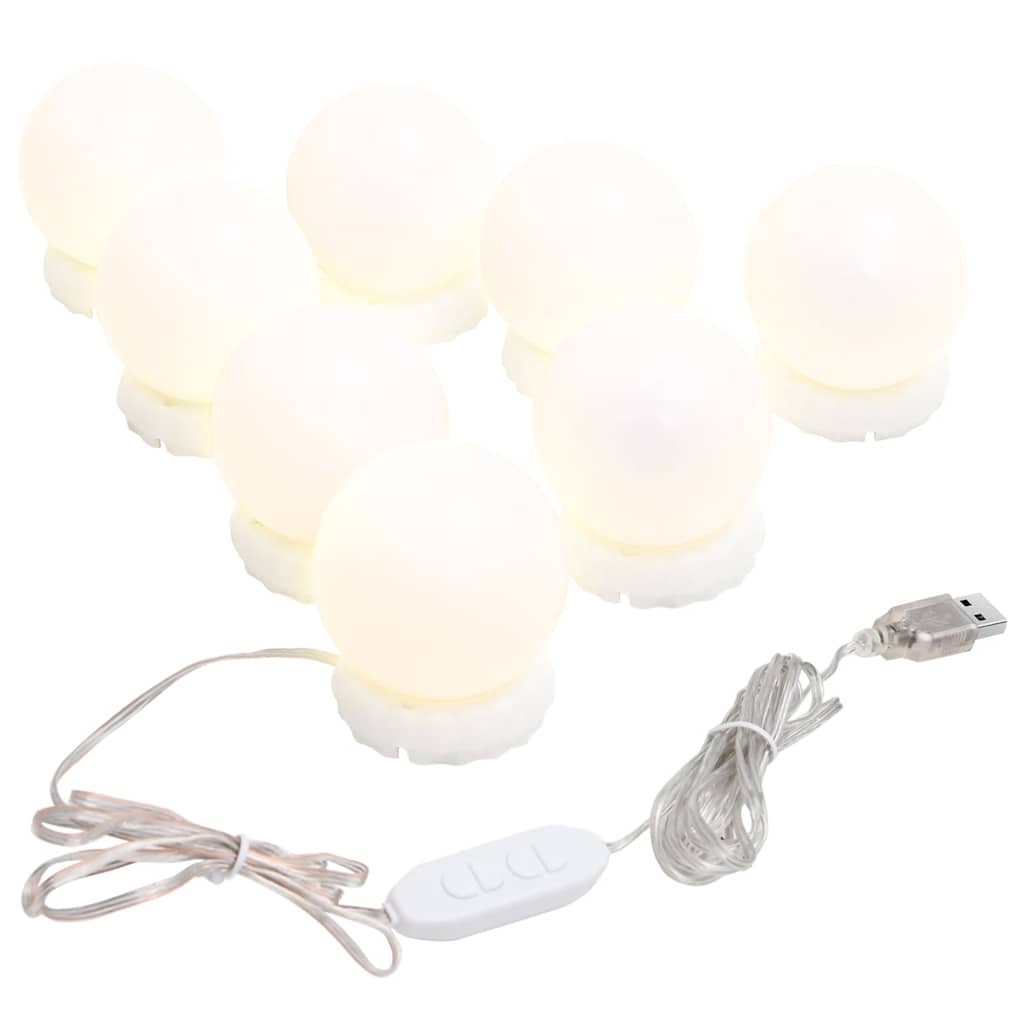 Vidaxl Lustro Ścienne Z Lampkami Led, Okrągłe, Szklane