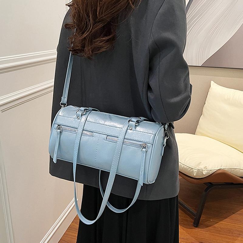 Yogodlns Underarm Barrel-shaped Bag For Women New Fashion Solid Crossbody Bag Versatile Large Capacity Shoulder Commuter Bag