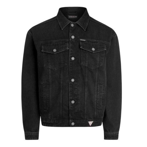Giacca Trucker Uomo Guess Liscia in Denim con Taschino sul Petto