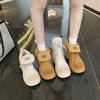Frosted Leather Martin Boots 2025 New Letter Lapel Popular Boots Big Yellow Boots Two Wear Muffin Women's Shoes