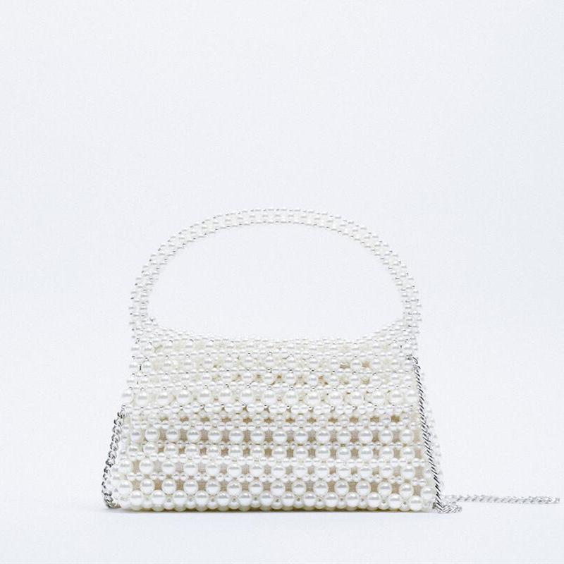 Novas bolsas mensageiras de fada brancas com franjas de pérola e franjas com corrente para mulheres