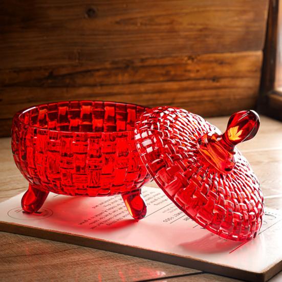 Large Glass Candy Dish with Lid Hand Painted Colorful Candy Jar Decorative Jewelry Box Wedding Buffet Biscuit Container for Cookies Nuts Chocolates