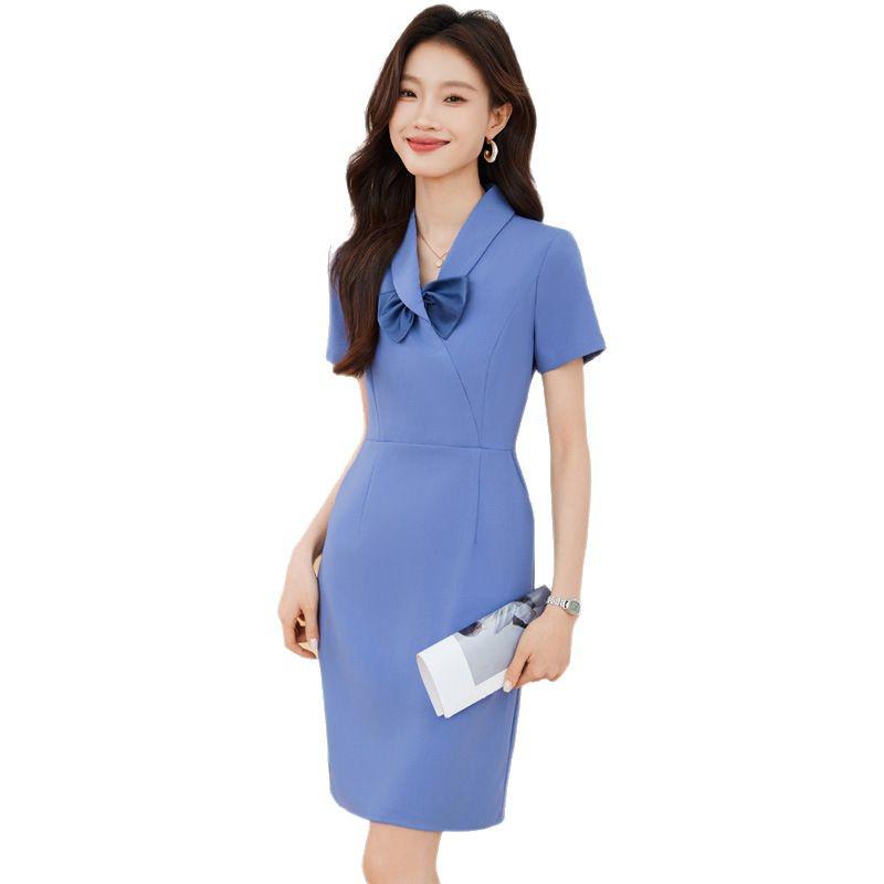 Dámské letní pracovní šaty 2024 vysoké kvality s kapsami - Ideální pro kosmetické salony a klenotnictví
