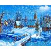 Full Round Diamond Painting Handmade Winter Scenery Cross Stitch 5d Diamond Embroidery House Landscape Decor