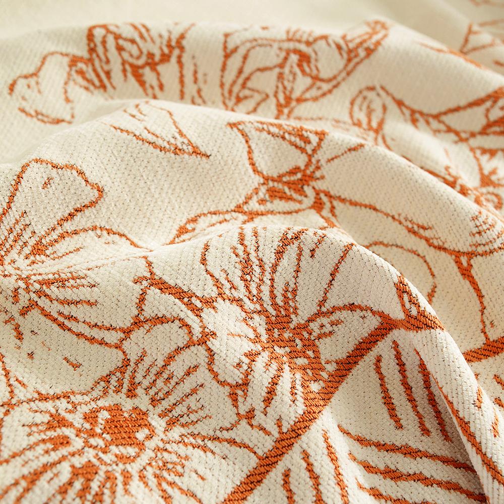 Autumn Orange Flower Chenille Sofa Towel for the Living Room, Nordic Style Home Decor with Tassel Edges, Three-Seater Sofa Set