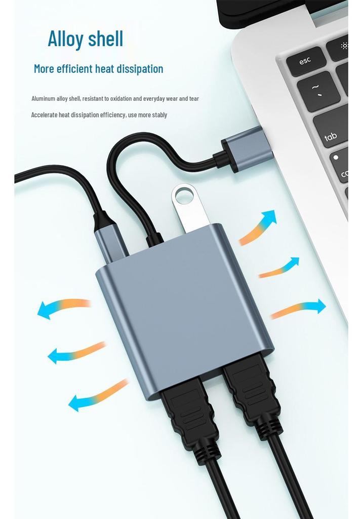 USB-C To Dual HDMI Adapter with USB 3.0 Hub, Supports Independent Triple Displays for M1/M2 Graphics Cards