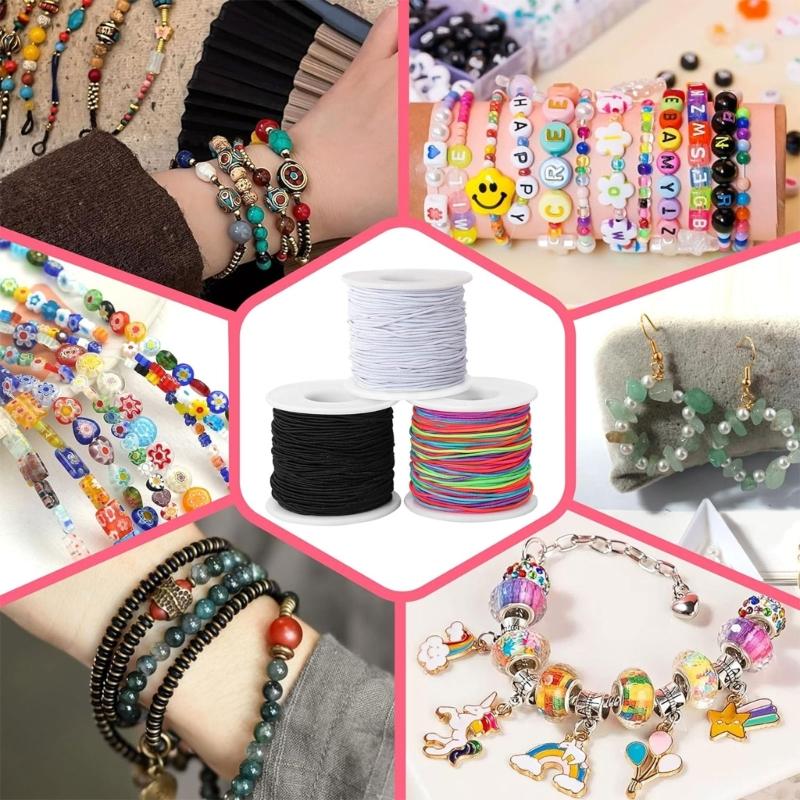 50 m/Rolle, starke elastische Schmuckschnur, 1 mm, Stretchfaden, Schnur für Armbänder, Halsketten, DIYs, Schmuckherstellung, Kordeln, Linie