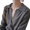 Women's 100% Wool Polo Neck Sweater - Short, Versatile, Solid Color, Long Sleeve Knit Pullover for Autumn/Winter.