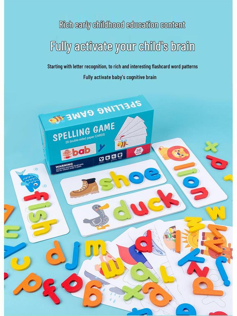 Wooden Cross-Border Alphabet Game: 26-Letter Spelling Puzzle for Early Learning