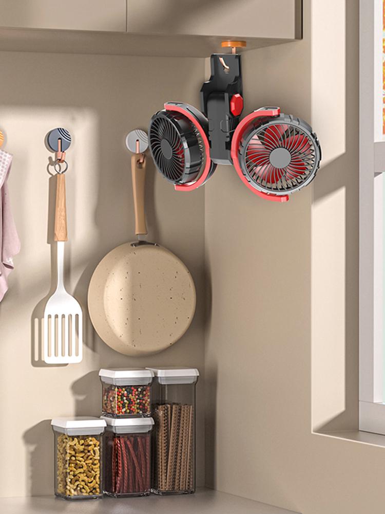 Double Head Foldable Air Circulation Fan Low Noise Air Cooling Fan USB Powered Auto Cooler 360 Adjustable for Dashboard RV Truck