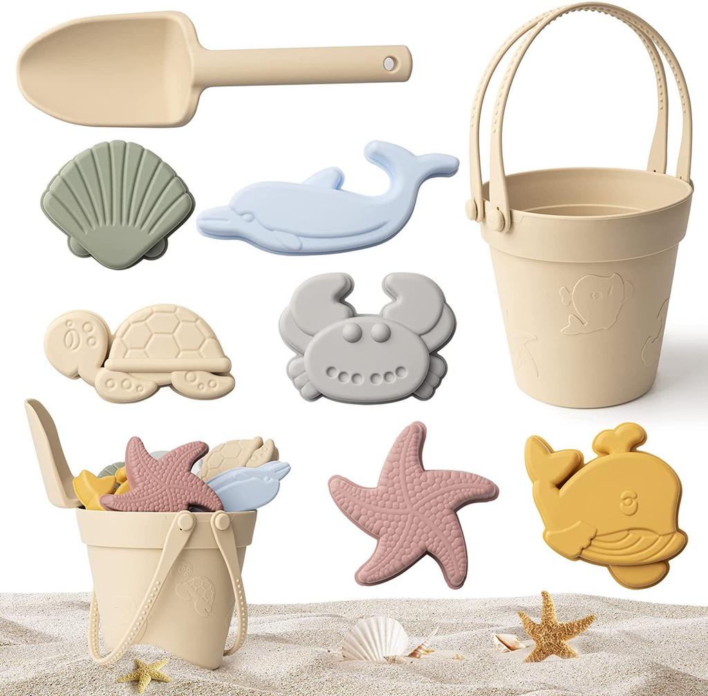 Silicone Children Beach Toy Shovel Oan Outdoor Parent-child Beach Portable Beach Bucket Durable Sand Digging and Storage Tool