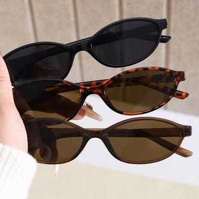 Kleiner Rahmen Ovale Sonnenbrille für Unisex Leicht Trendy Sexy Leopard Schwarz Braun Damen Brillen Retro Brillen Geschenke UV400