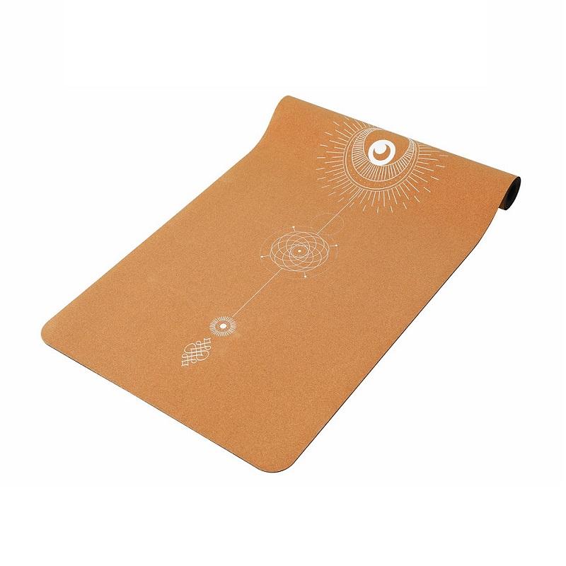 Natural Cork Rubber Yoga Mat Custom Printed Chakra Pattern Non Slip Sweat Absorbent Fitness Pilates Exercise Pad Home Gym Mat
