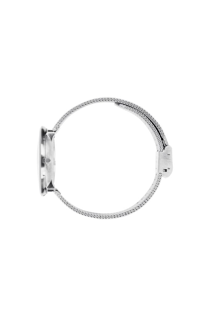 ARNE JACOBSEN BANKERS 53101-1608 Watch, 34mm, Scandinavian Design, Water Resistant (Quiet Design with No Second Hand), White with Silver Mesh Strap