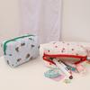 Pencil Bag Plaid Multi-purpose Large Capacity Dustproof Zipper Closure Storage Portable Flower Print Travel Cosmetic Sundry Storage Pouch for Outdoor