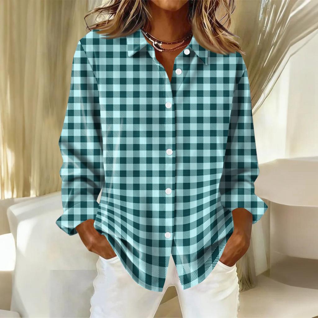 Women's Shirt Blouse Christmas Print Button Long Sleeve Casual Basic Shirt Collar Regular Top