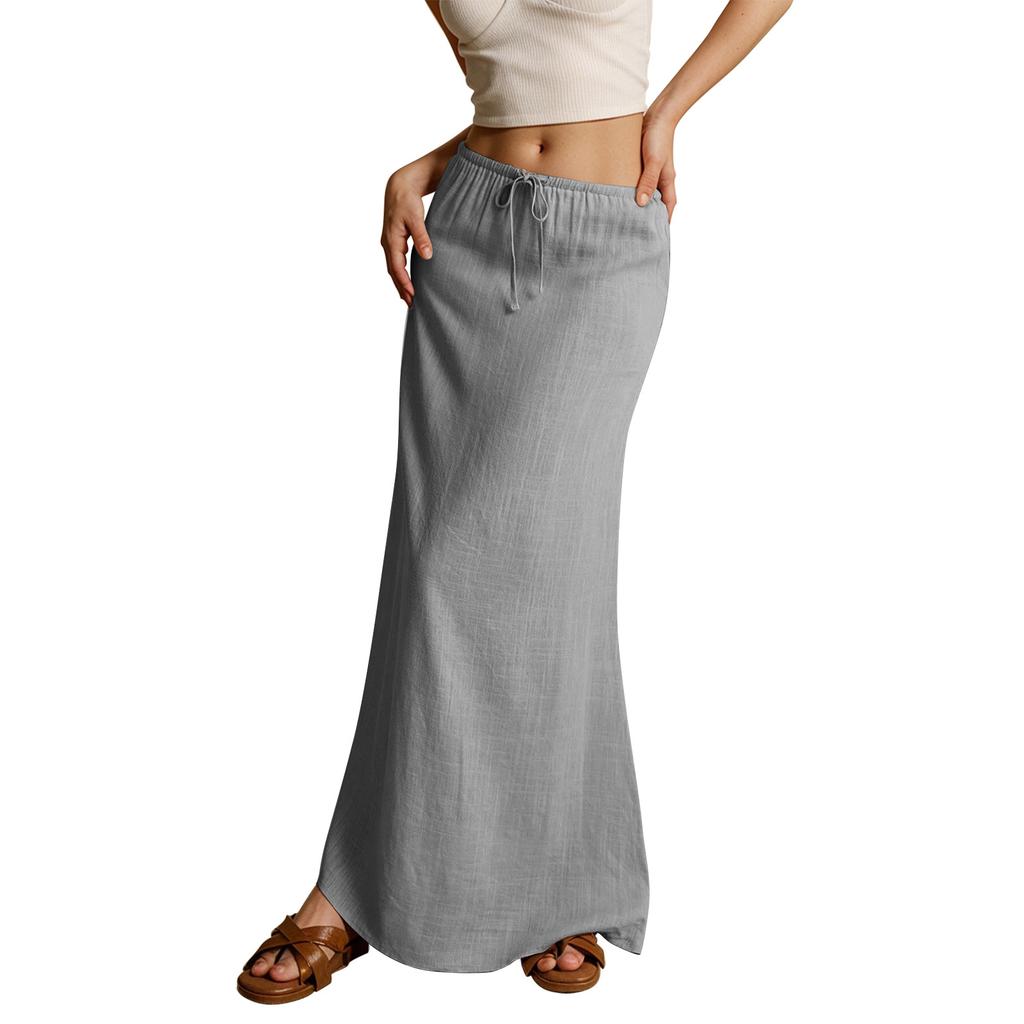 Women's Solid Color Simple Drawstring Elastic Waist Half Skirt