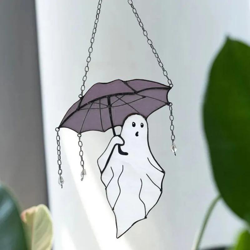 Mysterious Umbrella Ghost Acrylic Halloween Decoration Sun Catcher Pendant Hanging Decoration Home Atmosphere Decoration