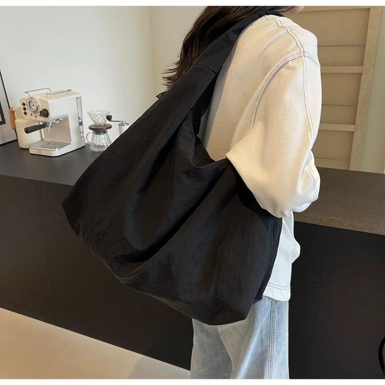 Japanese Fashionable Casual Canvas Tote Bag Women s All-matching Large-capacity Underarm Commuting Shoulder 46x19x37