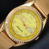 VINTAGE REFURBISHED CITIZEN AUTOMATIC JAPAN MENS YELLOW DIAL WATCH A445331-1