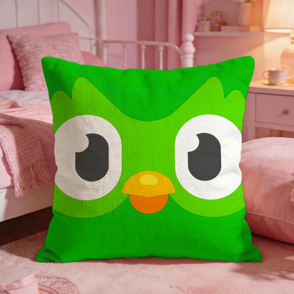 DDuolingos Cute Cartoon Cushion Cover Premium Comfort Reversible Pillow Cove Two In One Design For Any Room Car Interior