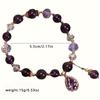 Amethyst Crystal Bead Bracelet with Zircon Heart Pendant - Women's Natural Crystal Gemstone Jewelry