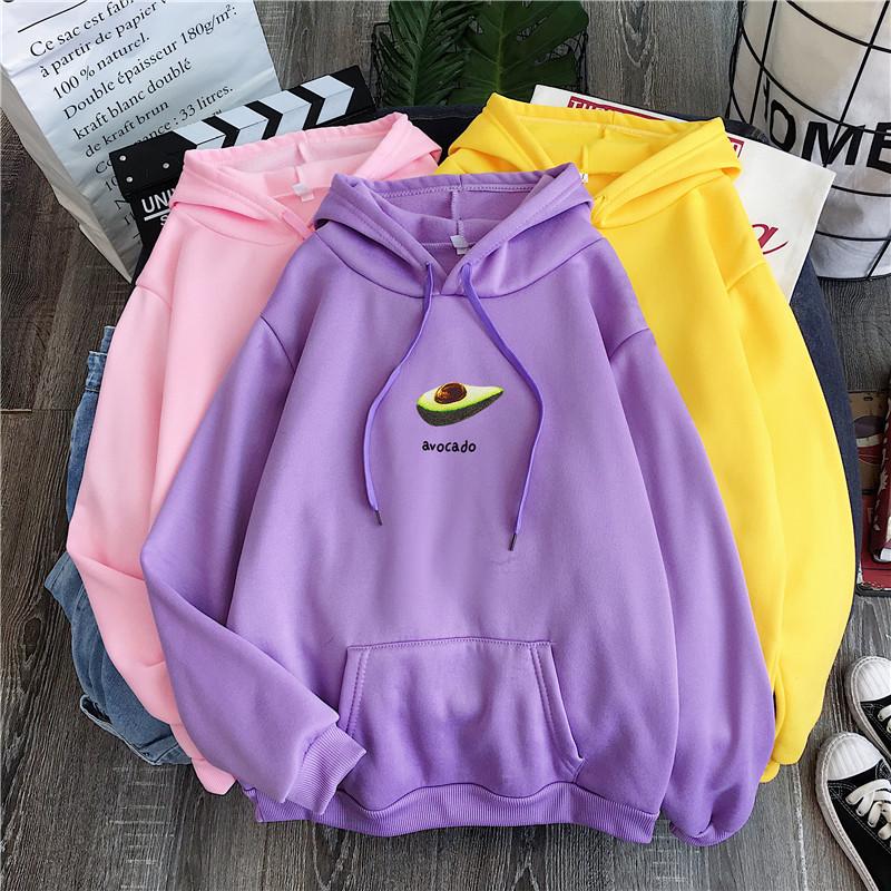 2026 Avocado Green Velvet Hoodie for Women - Korean Style, Trendy & Loose Fit, Plus Size for Spring/Autumn.