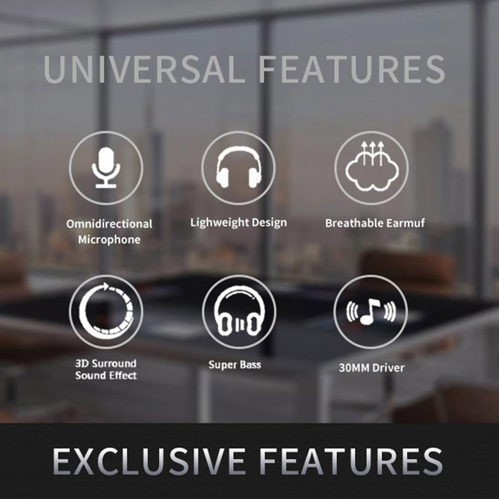 Gaming Headset Over Ear Head Mounted Wired Headphones with Mic 30mm Driver Adjustable Headband for Laptop Computer PC