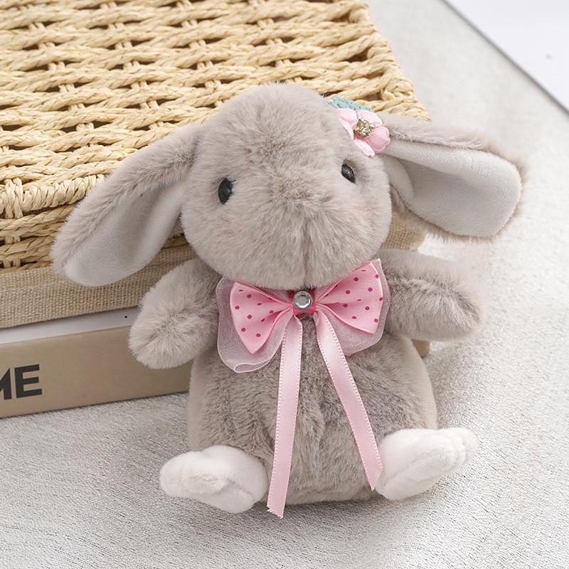Adorable Bow Tie Rabbit Plush Keychain Cute Soft Bunny Backpack Charm 14cm