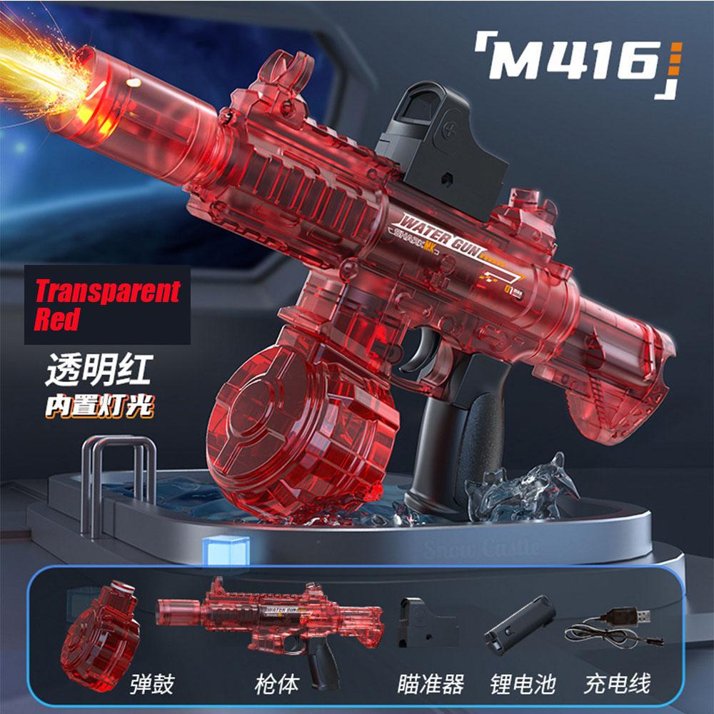 Children's Simulation LED M416 Electric Water Gun, High-Capacity Automatic Continuous Fire Water Gun, Outdoor Summer Toy for Kid