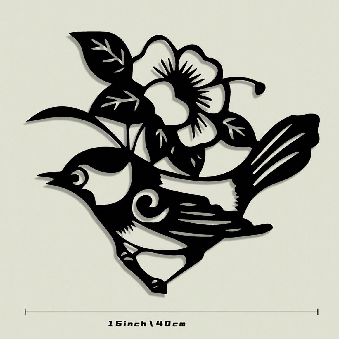 

Metal Bird Wall Art Iron Flower Silhouette Modern Holiday Home Office Gift Outdoor Christmas Decoration