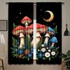 Set Of 2 Black Night Mushroom Pattern Curtains Polyester Design Bedroom Living Room Office Wh Curtain With Rod Pocket Sheer Perfect For Sitting