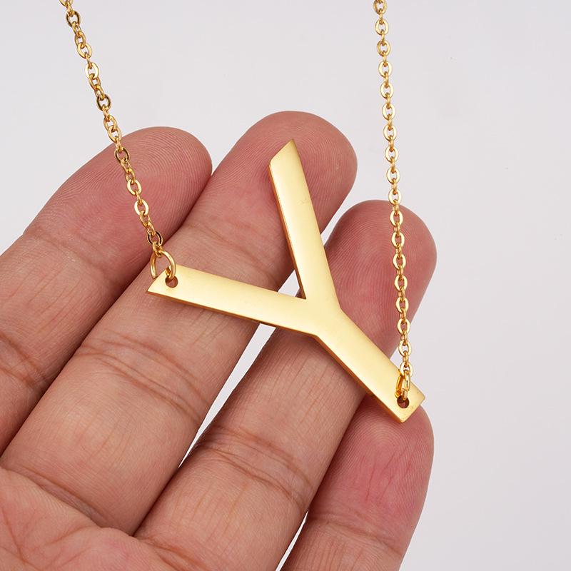 18K Gold Stainless Steel Alphabet Necklace—Women's Titanium Steel 26-Letter Pendant