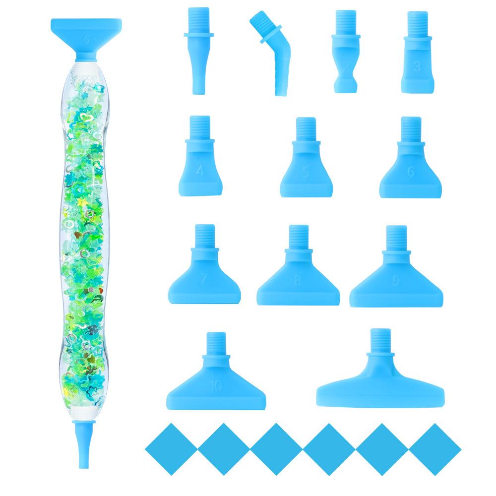 Glow Diamond Painting Pen Set with 12 Threaded Plastic Tips Luminous Rhinestone Picker Tool for DIY Crafts Nail Art