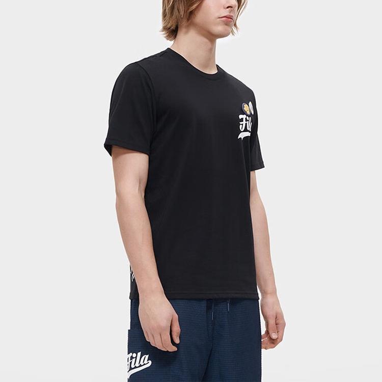 Fila Fusion Letter Print American Retro Sports Short Sleeve T-Shirt Men Tops Black T11M332106FBK