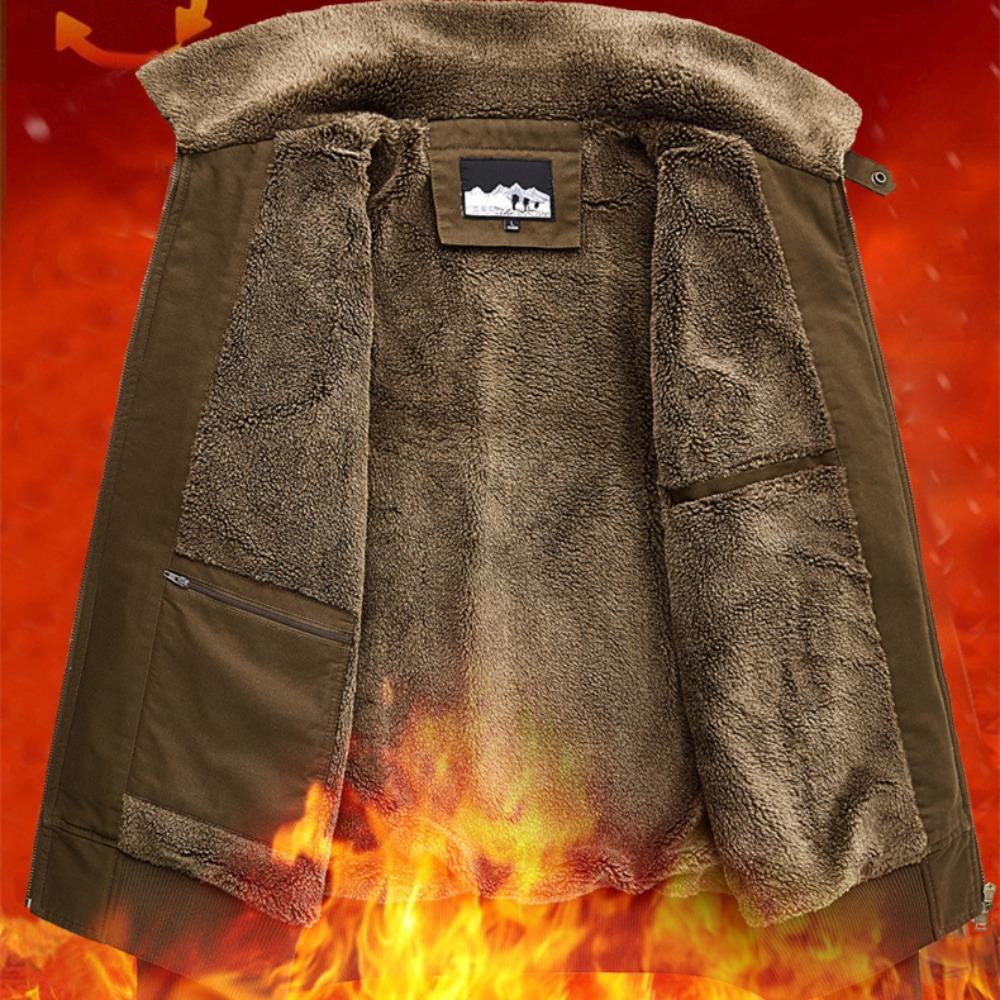 Men Cotton Jacket 2025 Retro Versatile Lamb Fleece Thickened Anti Cold Warm Collar Coat Outdoor Casual Winter Wear Cotton Jacket